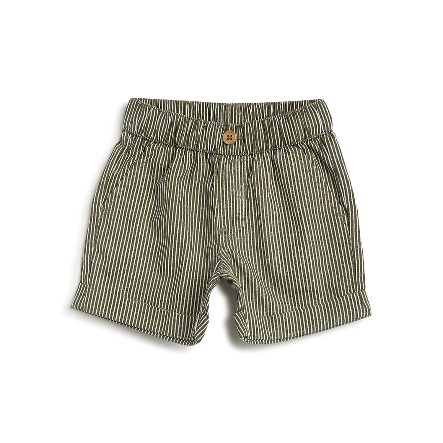 Boys Green Striped Shorts