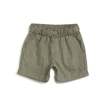 Boys Green Striped Shorts