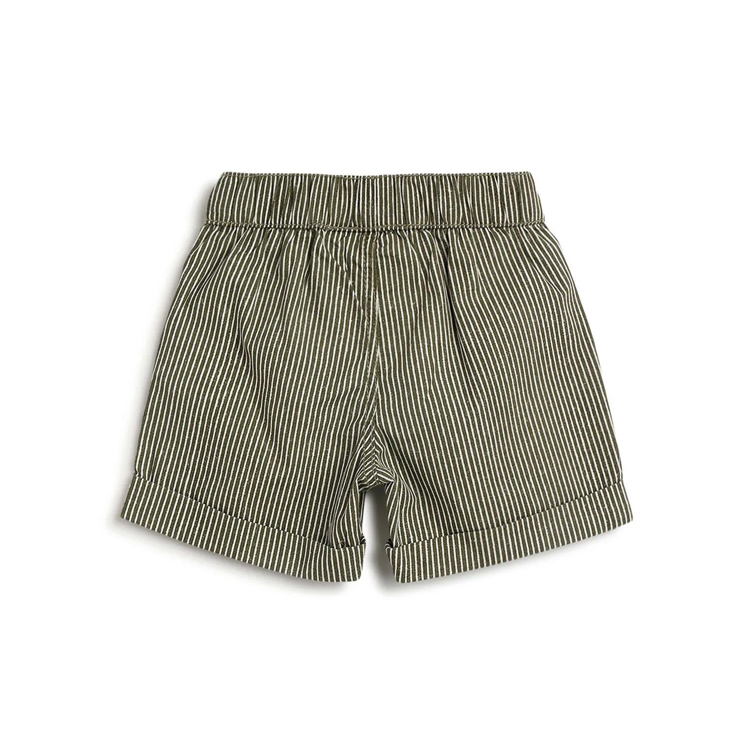 Boys Green Striped Shorts