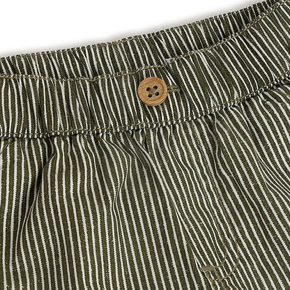Boys Green Striped Shorts