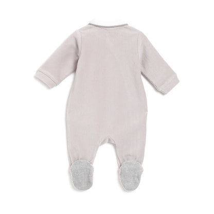 Boys Grey Applique Front Opening Babysuit