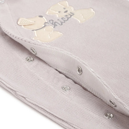 Boys Grey Applique Front Opening Babysuit