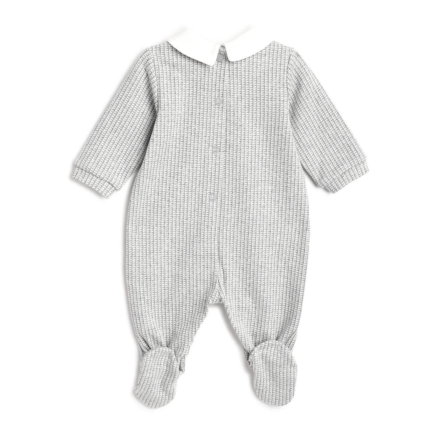 Boys Grey Applique Leg Opening Babysuit
