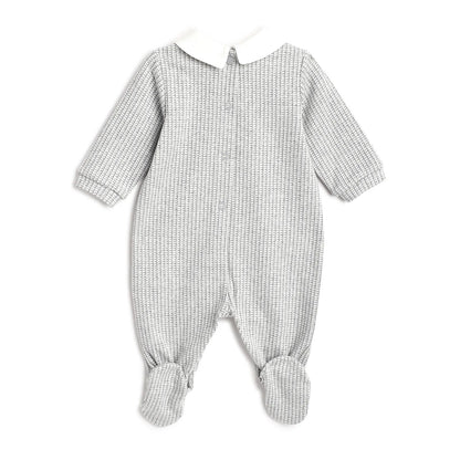 Boys Grey Applique Leg Opening Babysuit