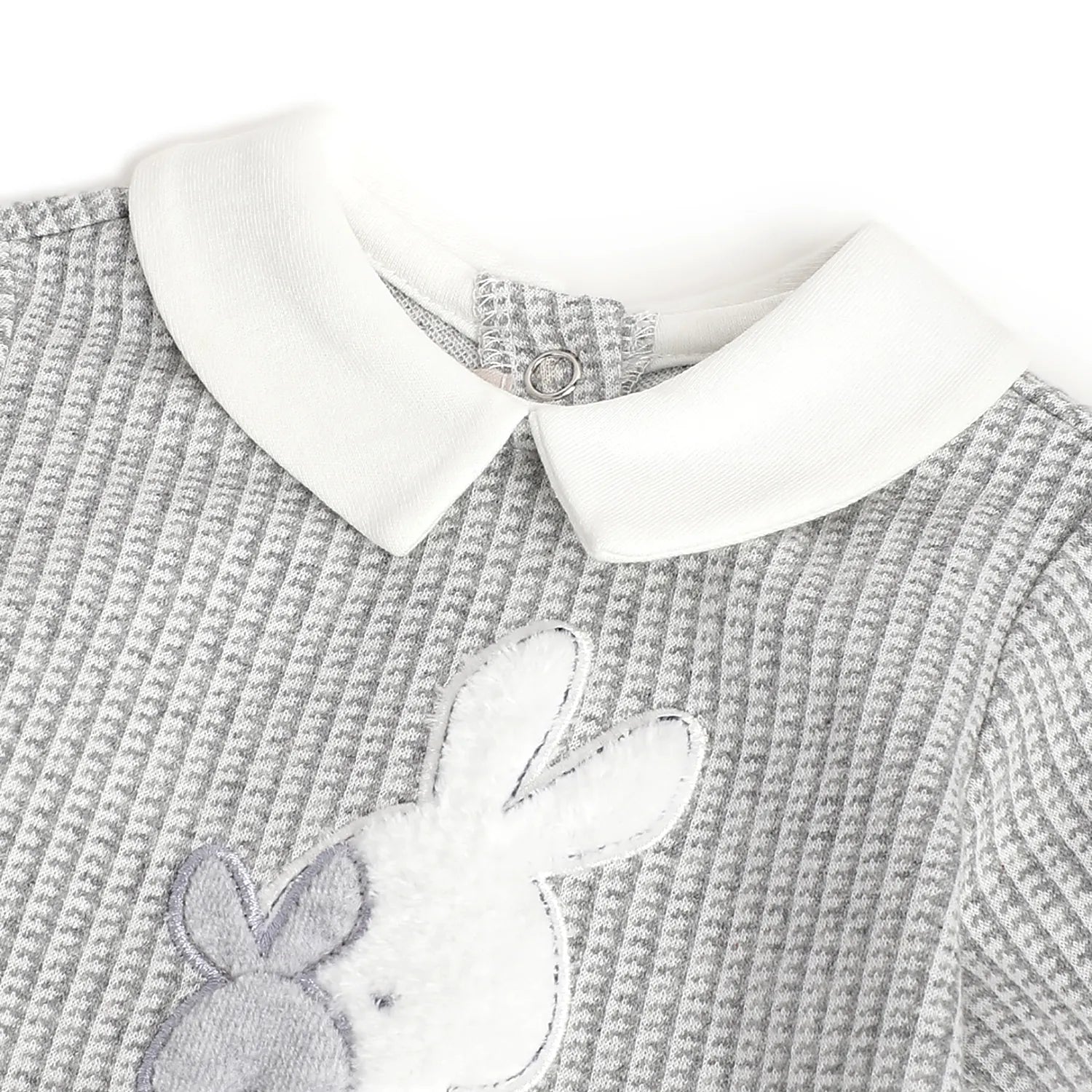 Boys Grey Applique Leg Opening Babysuit