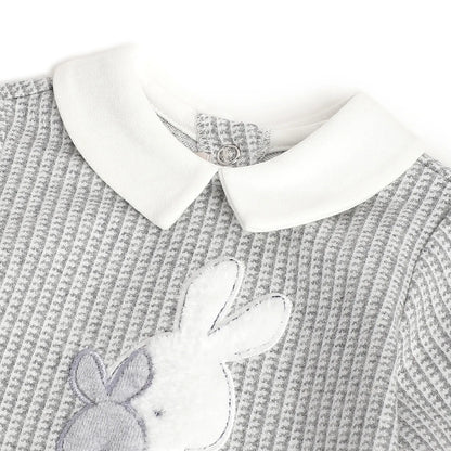 Boys Grey Applique Leg Opening Babysuit