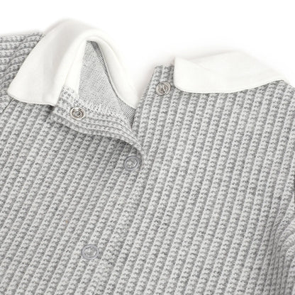 Boys Grey Applique Leg Opening Babysuit