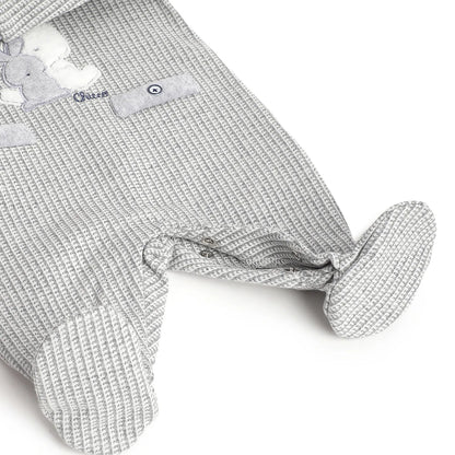 Boys Grey Applique Leg Opening Babysuit