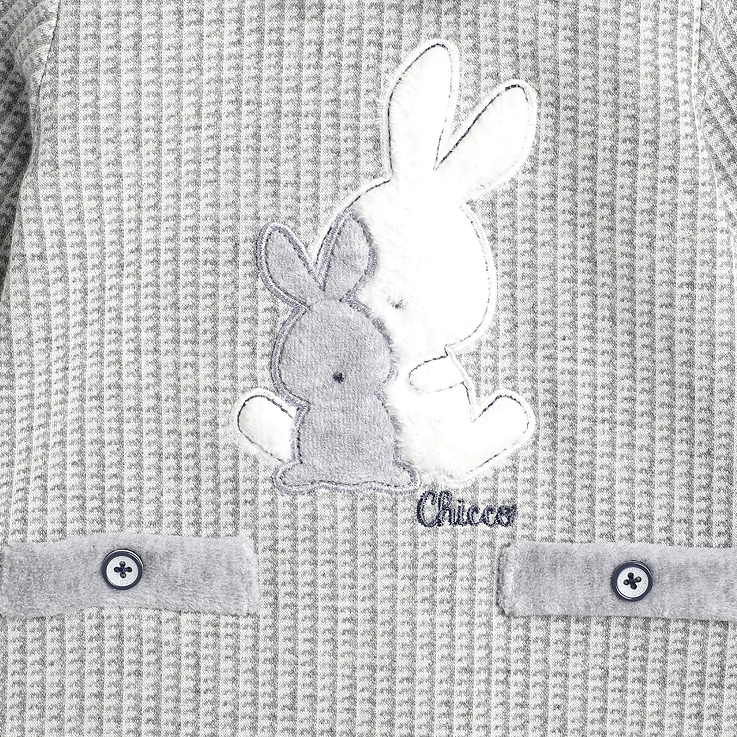 Boys Grey Applique Leg Opening Babysuit