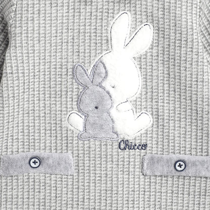 Boys Grey Applique Leg Opening Babysuit