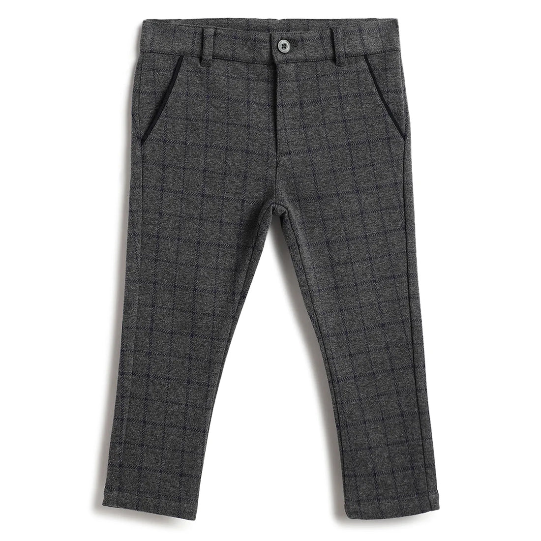 Boys Grey Checked Trousers