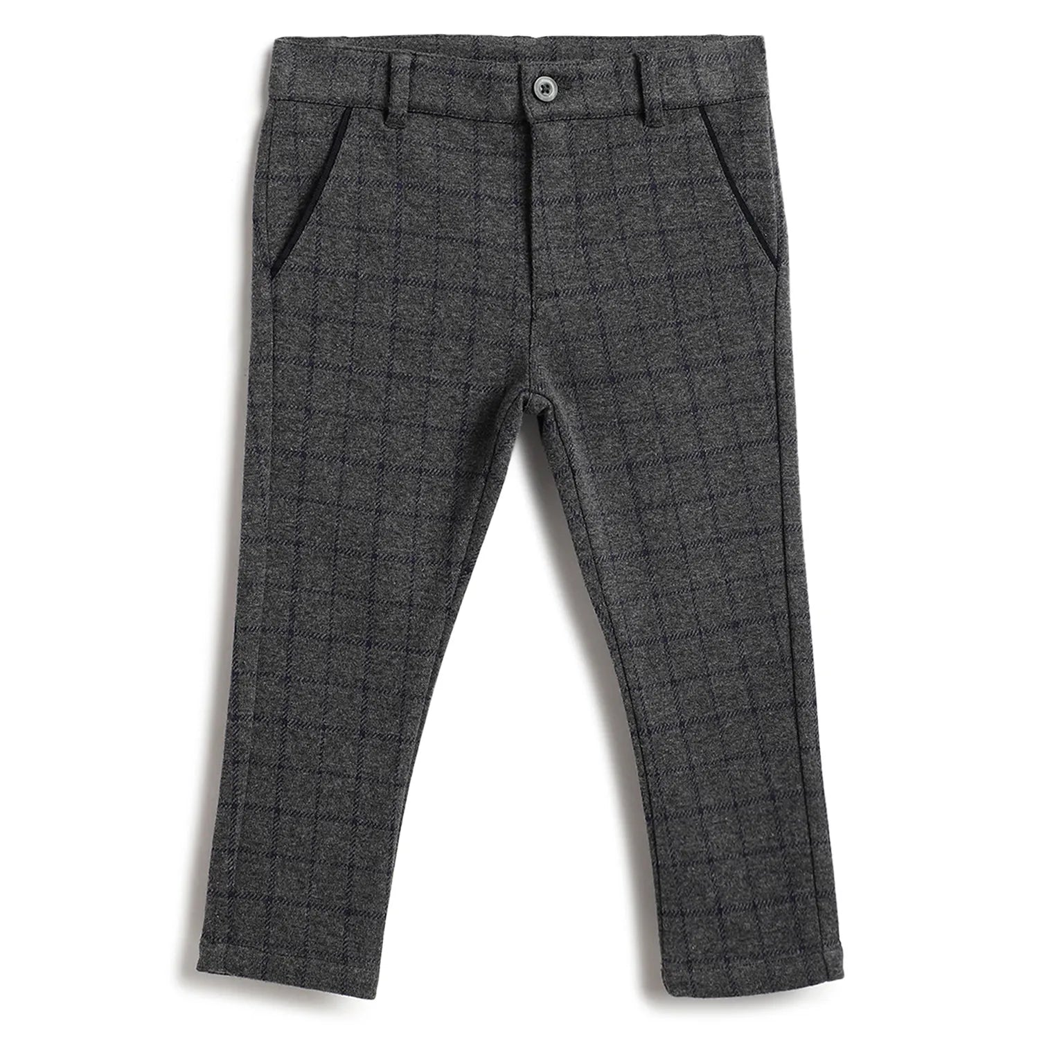 Boys Grey Checked Trousers