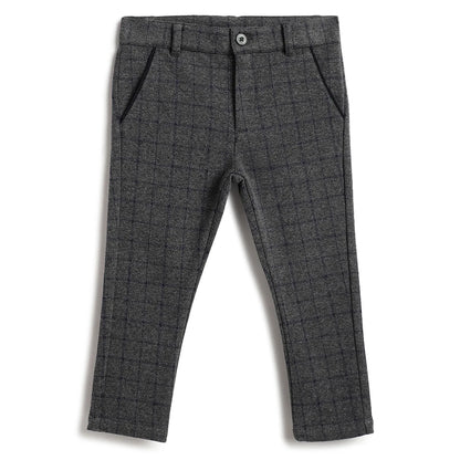 Boys Grey Checked Trousers