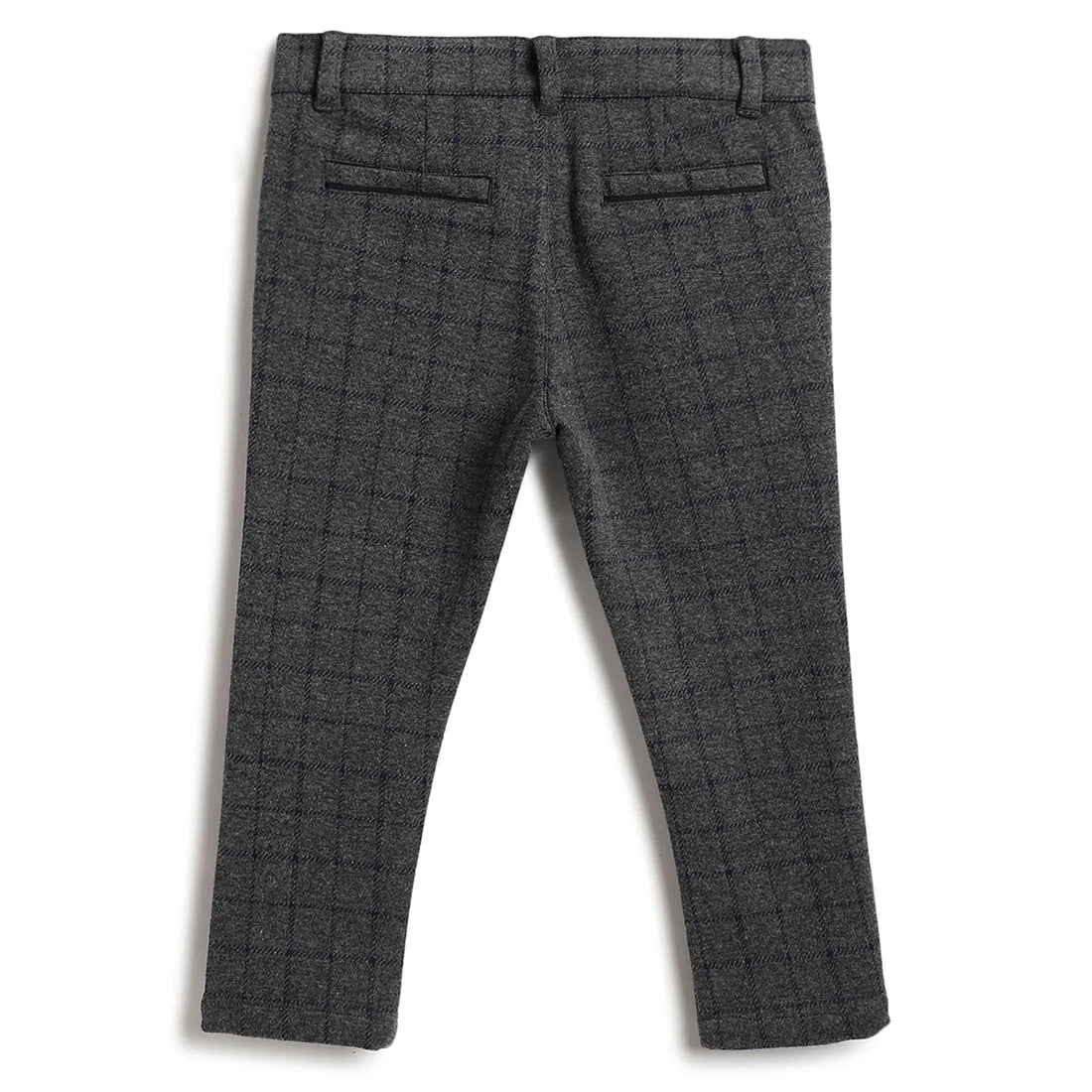 Boys Grey Checked Trousers