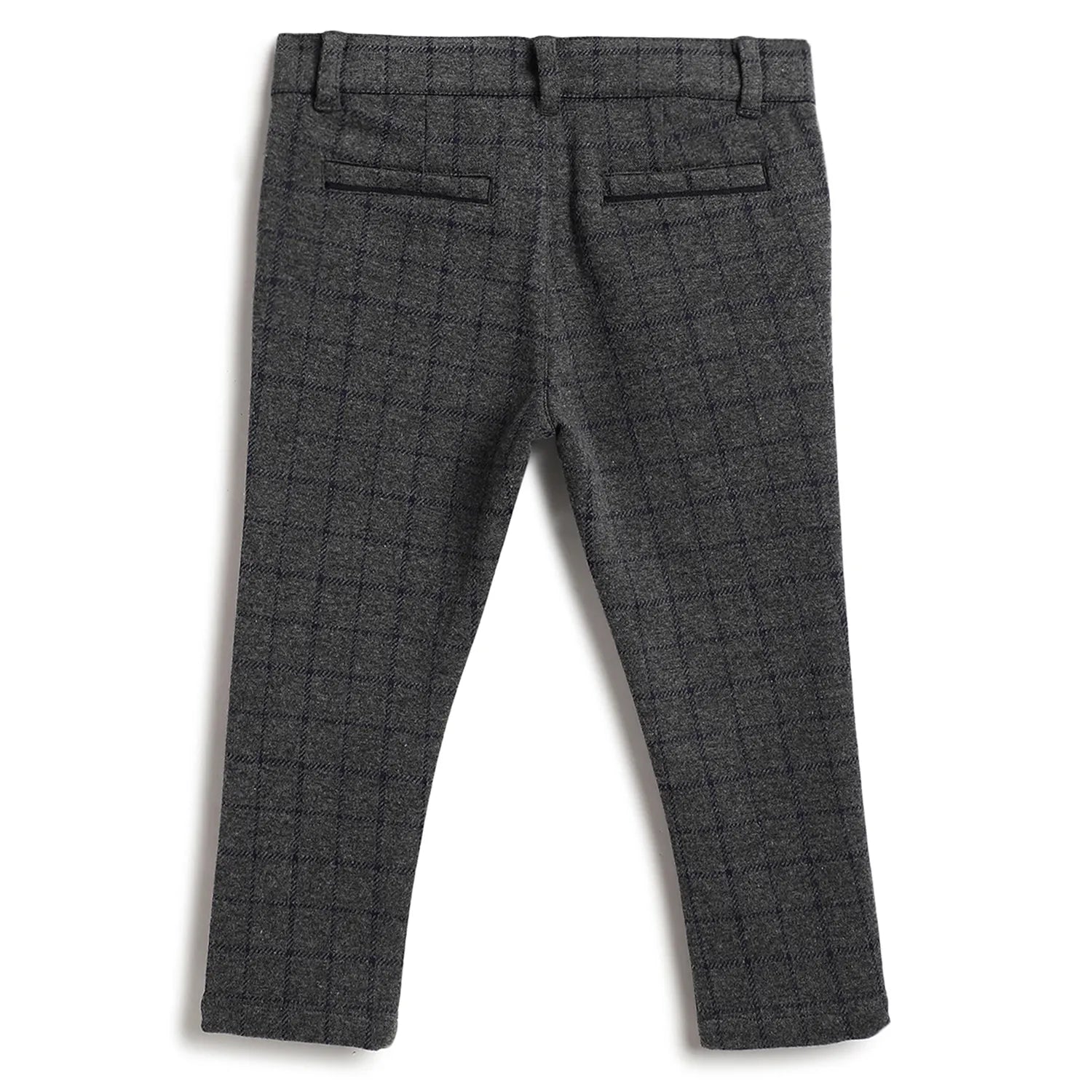 Boys Grey Checked Trousers