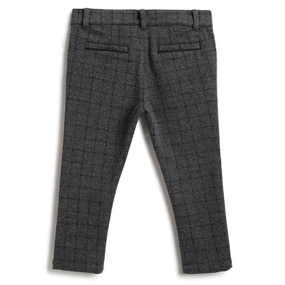 Boys Grey Checked Trousers