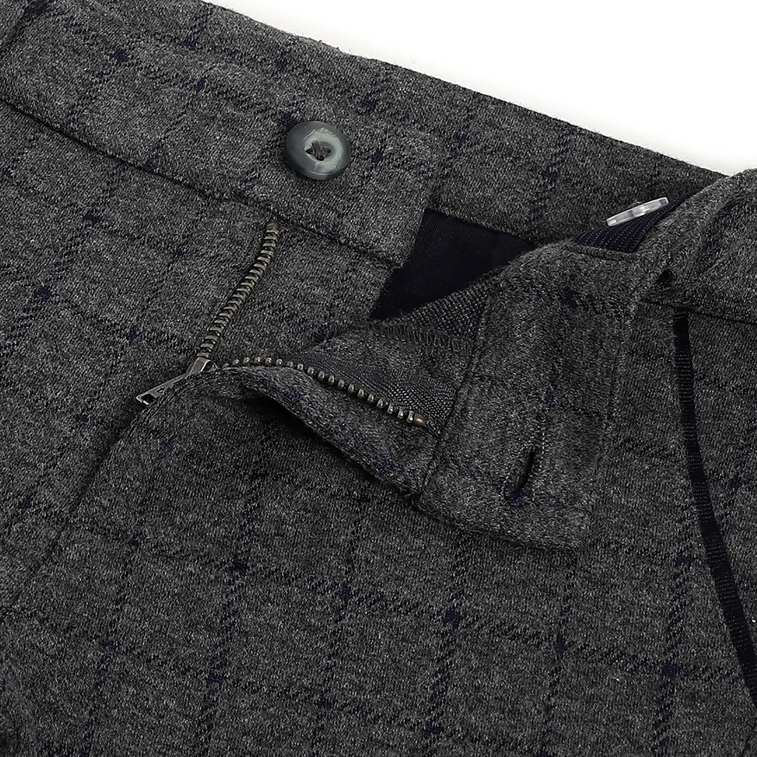 Boys Grey Checked Trousers