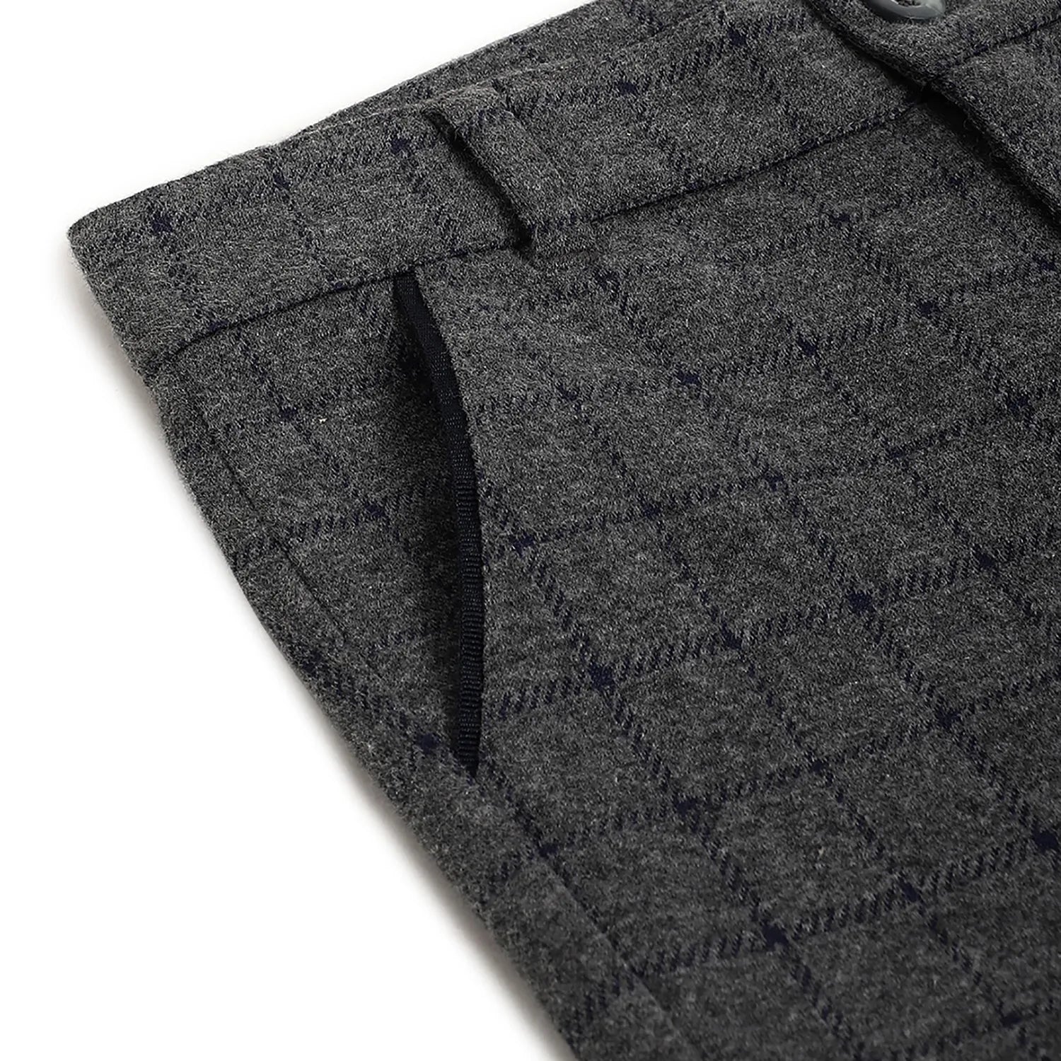 Boys Grey Checked Trousers