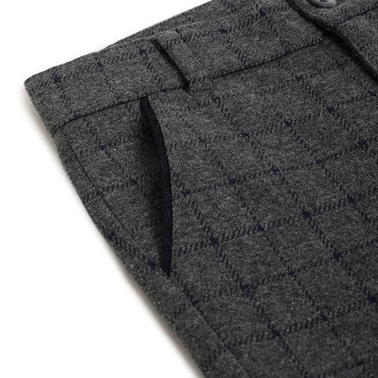 Boys Grey Checked Trousers
