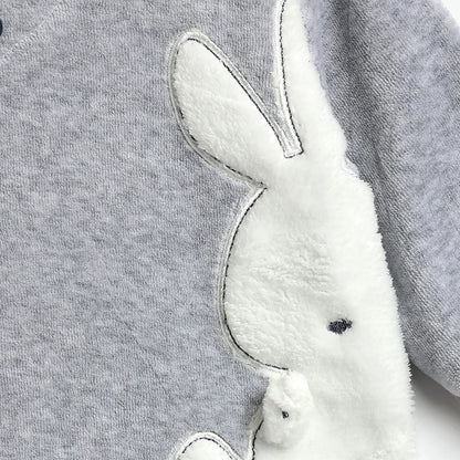 Boys Grey Embroidered Front Opening Babysuit