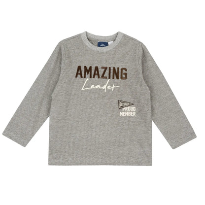 Boys Grey Embroidered Long Sleeve T-shirt