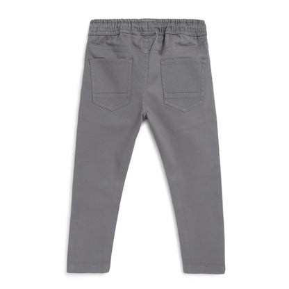 Boys Grey Mid-Rise Relaxed Fit Trousers