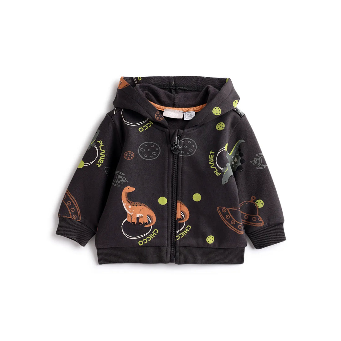 Boys Grey Printed Hooded Cardigan