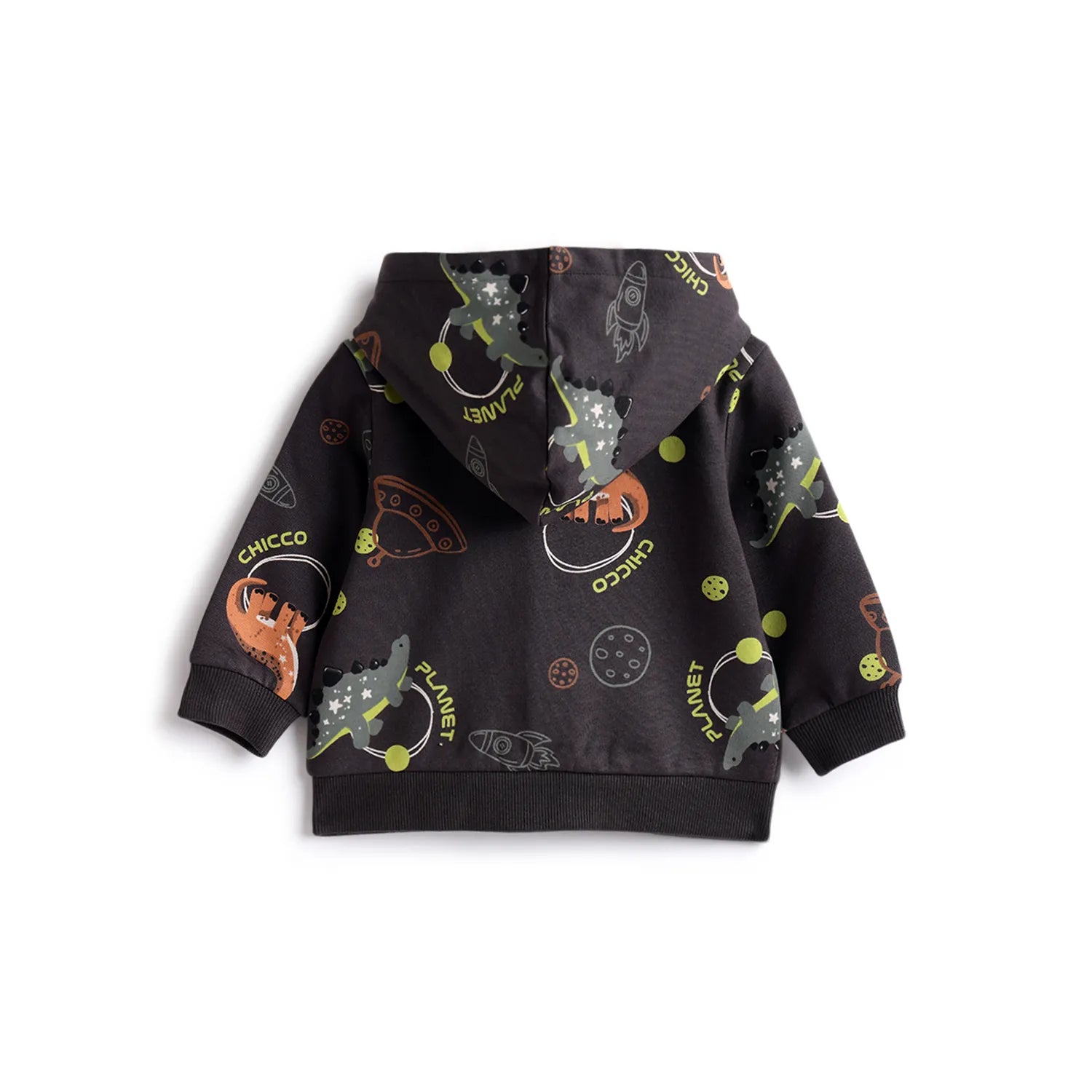 Boys Grey Printed Hooded Cardigan