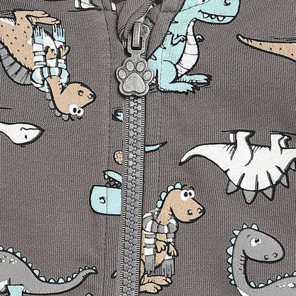 Boys Grey Printed Hooded Sweatshirt