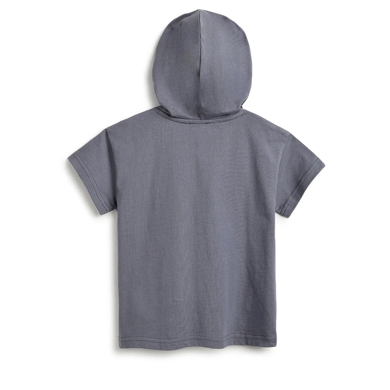 Boys Grey Printed Hooded T-shirt