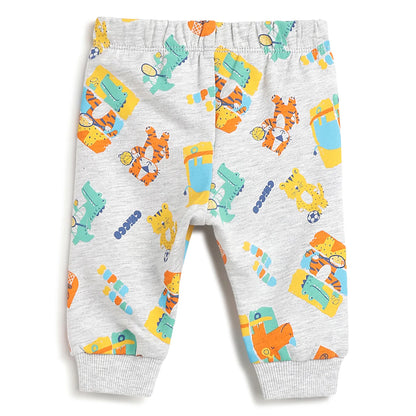 Boys Grey Printed Joggers