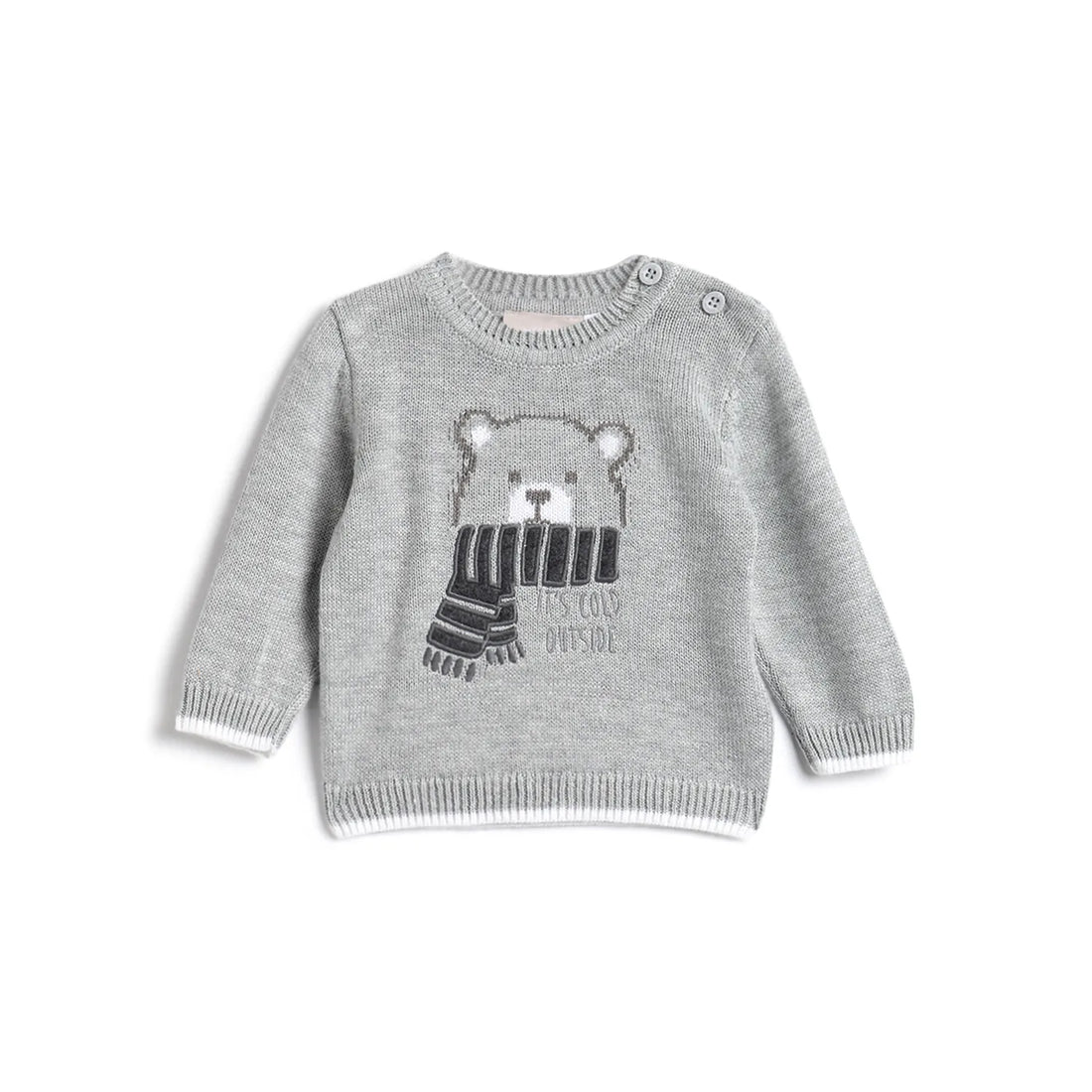 Boys Grey Self Design Pullover
