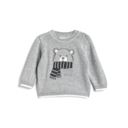 Boys Grey Self Design Pullover