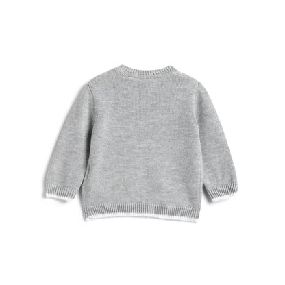Boys Grey Self Design Pullover