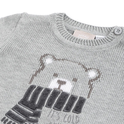 Boys Grey Self Design Pullover