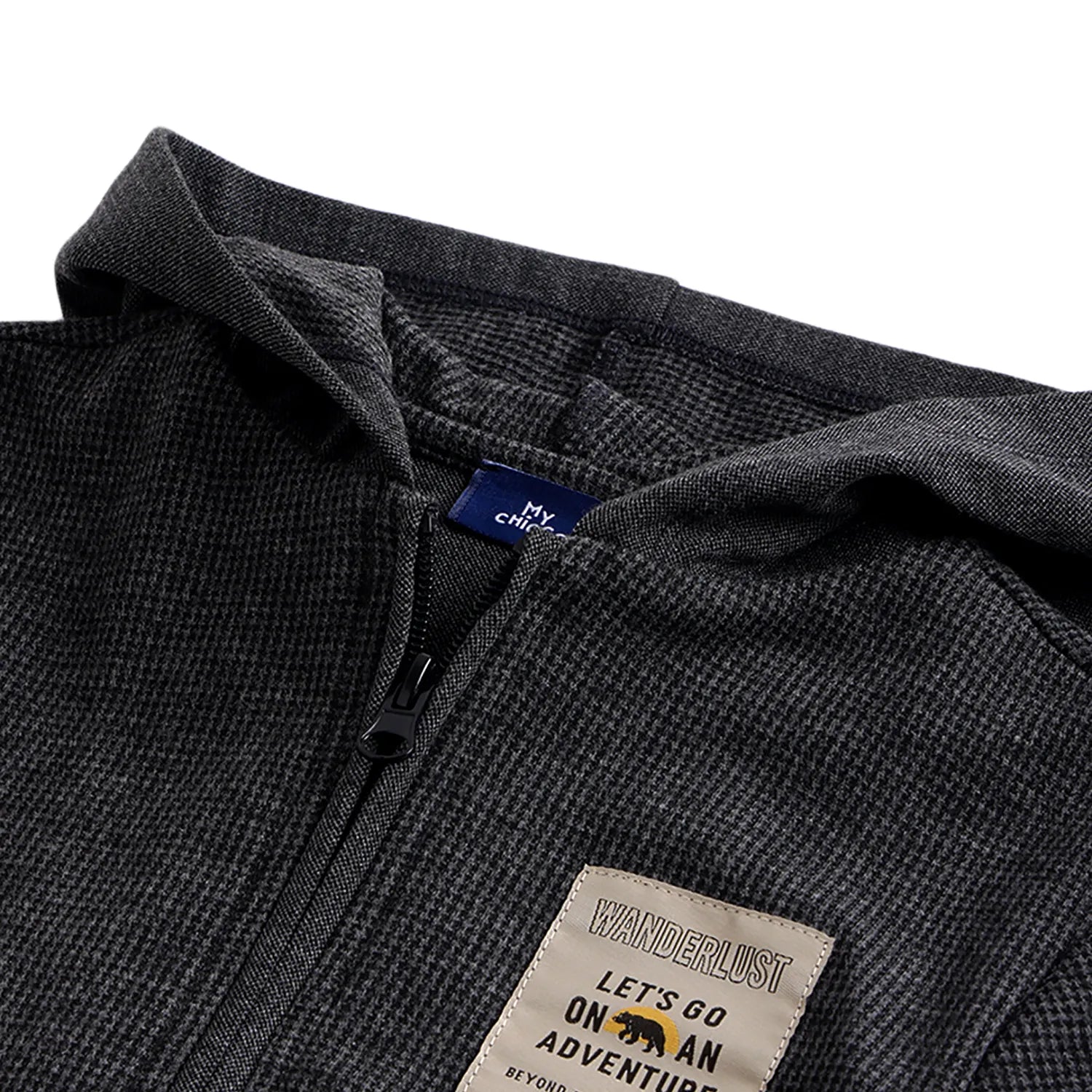 Boys Grey Solid Hooded Cardigan