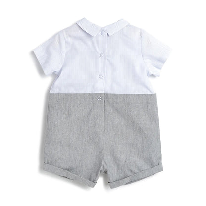 Boys Grey Solid Short Sleeve Romper