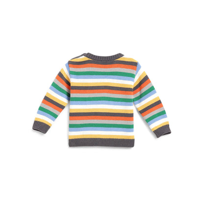 Boys Grey Striped Pullover