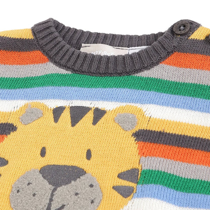 Boys Grey Striped Pullover