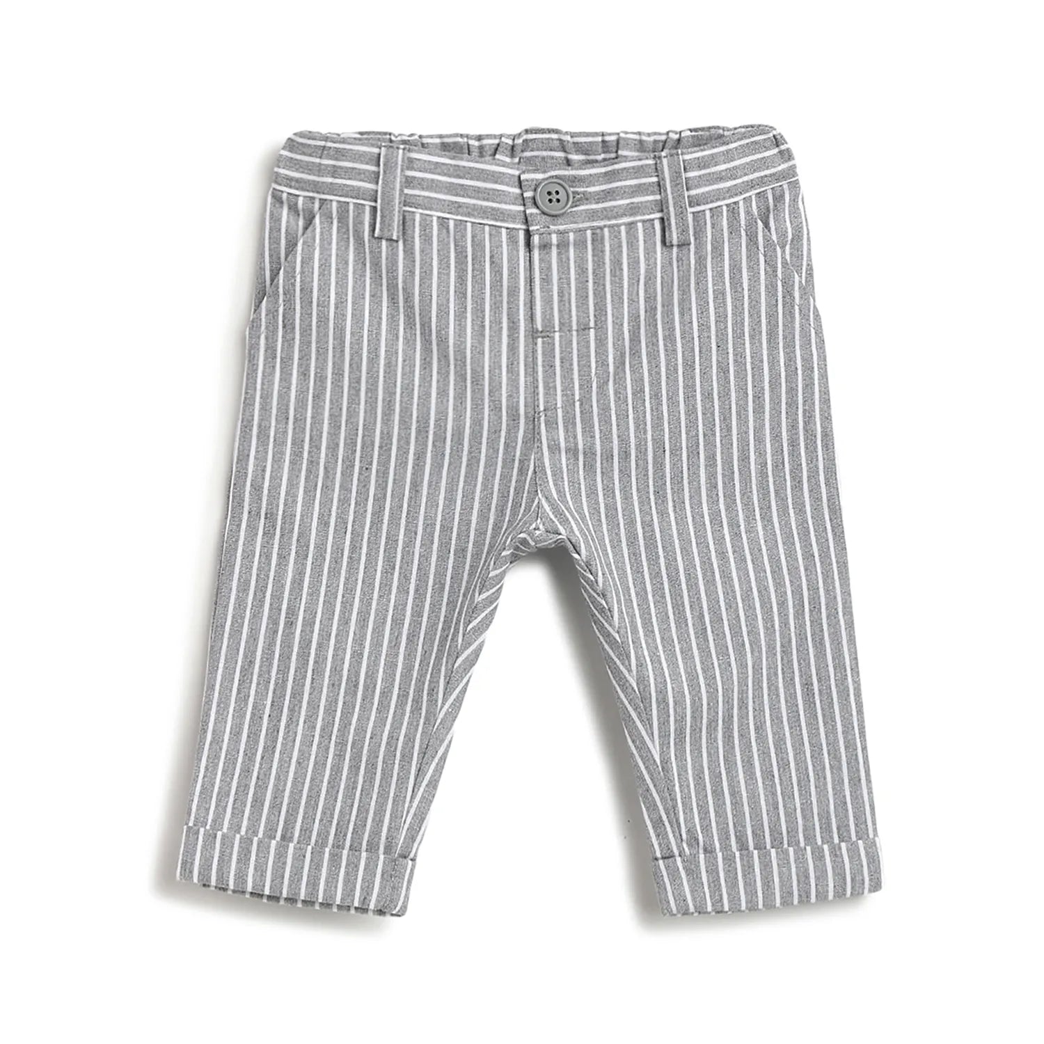 Boys Grey Striped Trousers