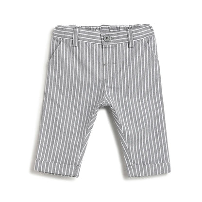 Boys Grey Striped Trousers