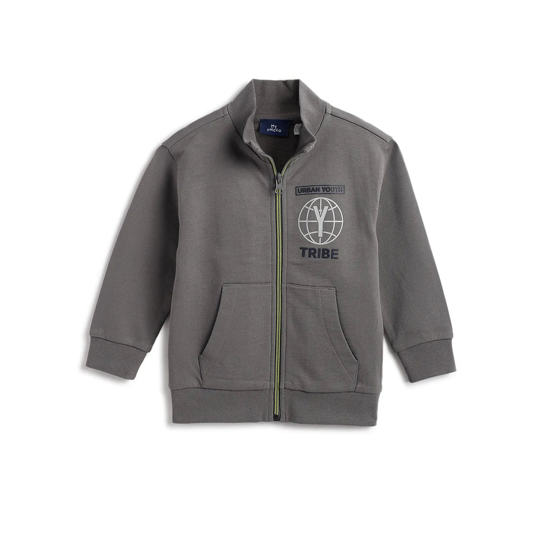 Boys Grey Typography Printed Cardigan