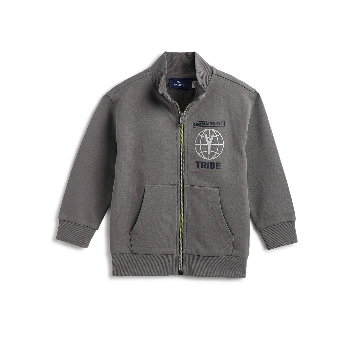 Boys Grey Typography Printed Cardigan