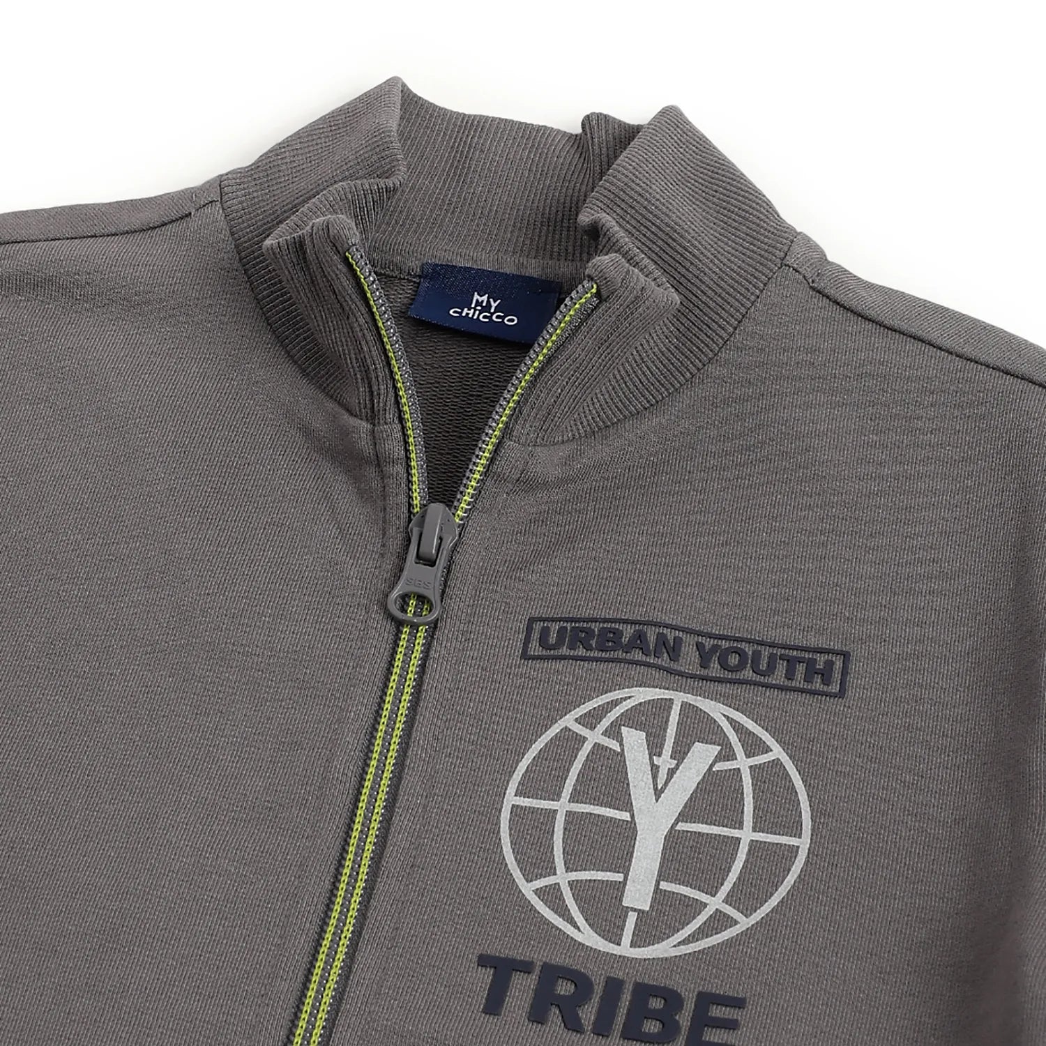 Boys Grey Typography Printed Cardigan