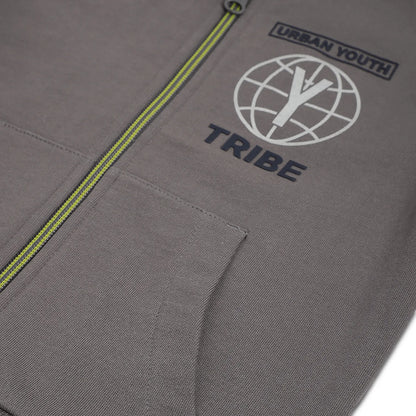 Boys Grey Typography Printed Cardigan