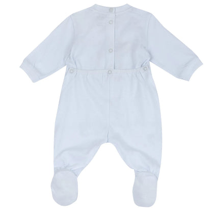 Boys Light Blue Animal Printed Back Opening Babysuit
