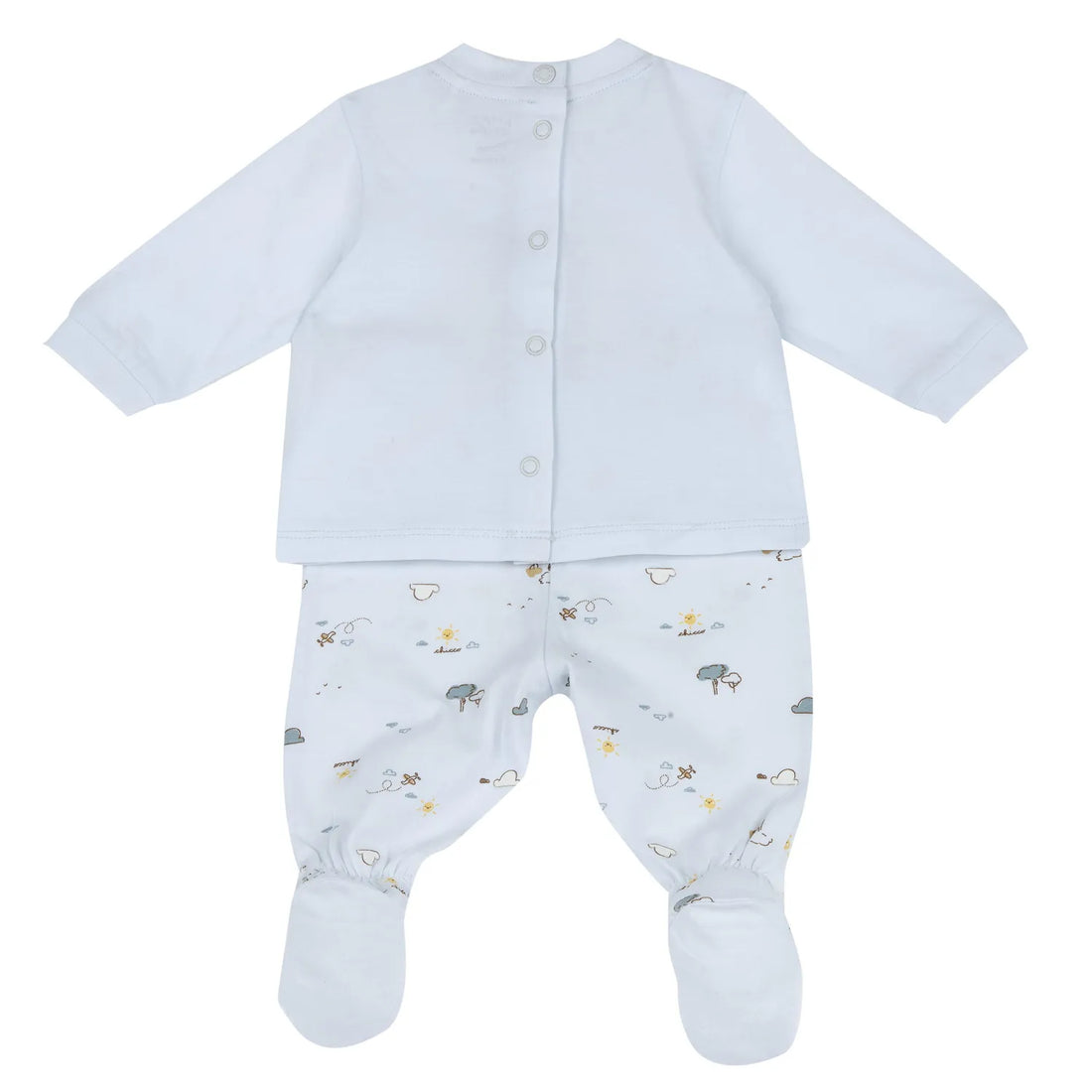 Boys Light Blue Animal Printed Smock with Leggings