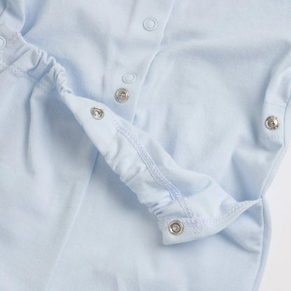 Boys Light Blue Applique Back Opening Babysuit