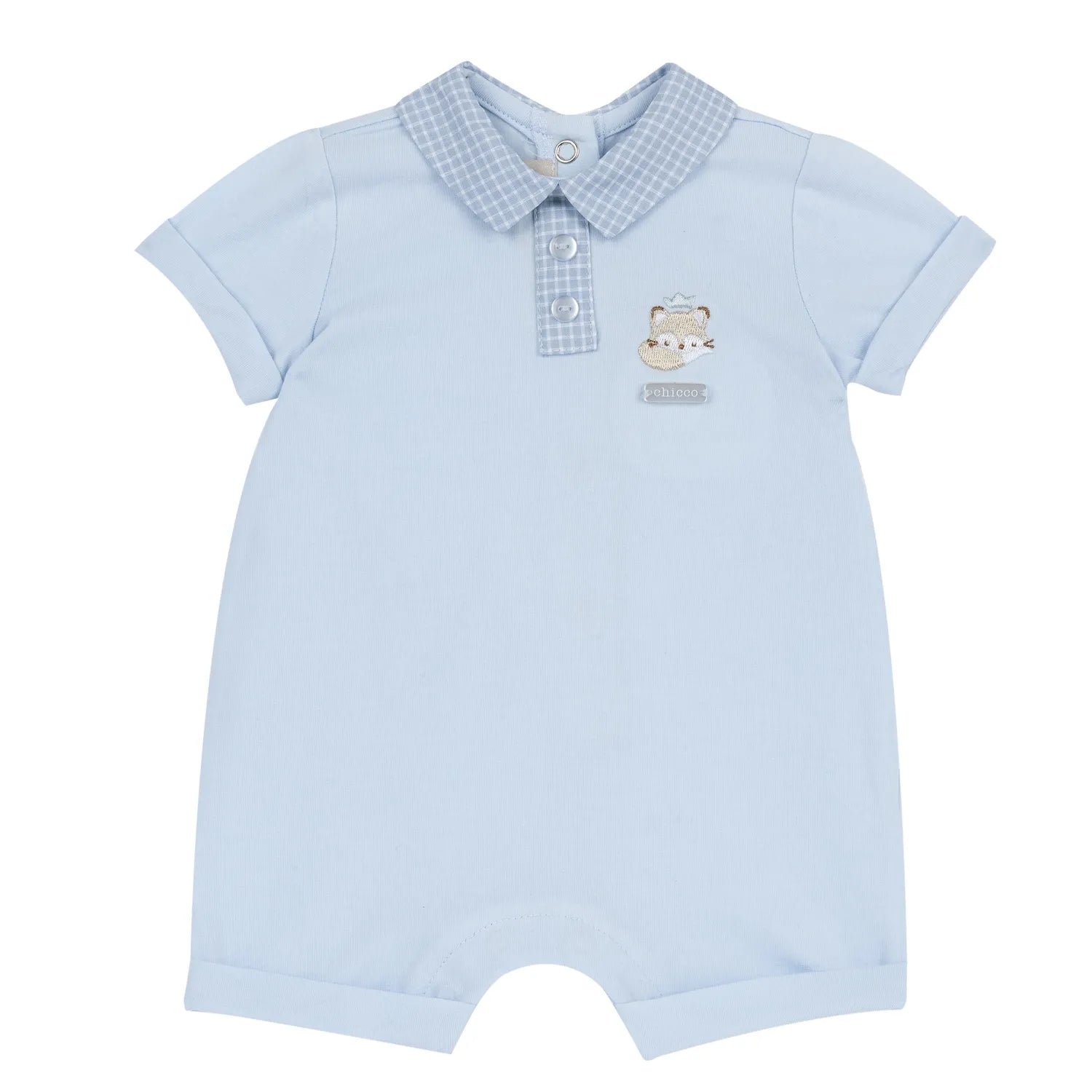 Boys Light Blue Embroidered Romper