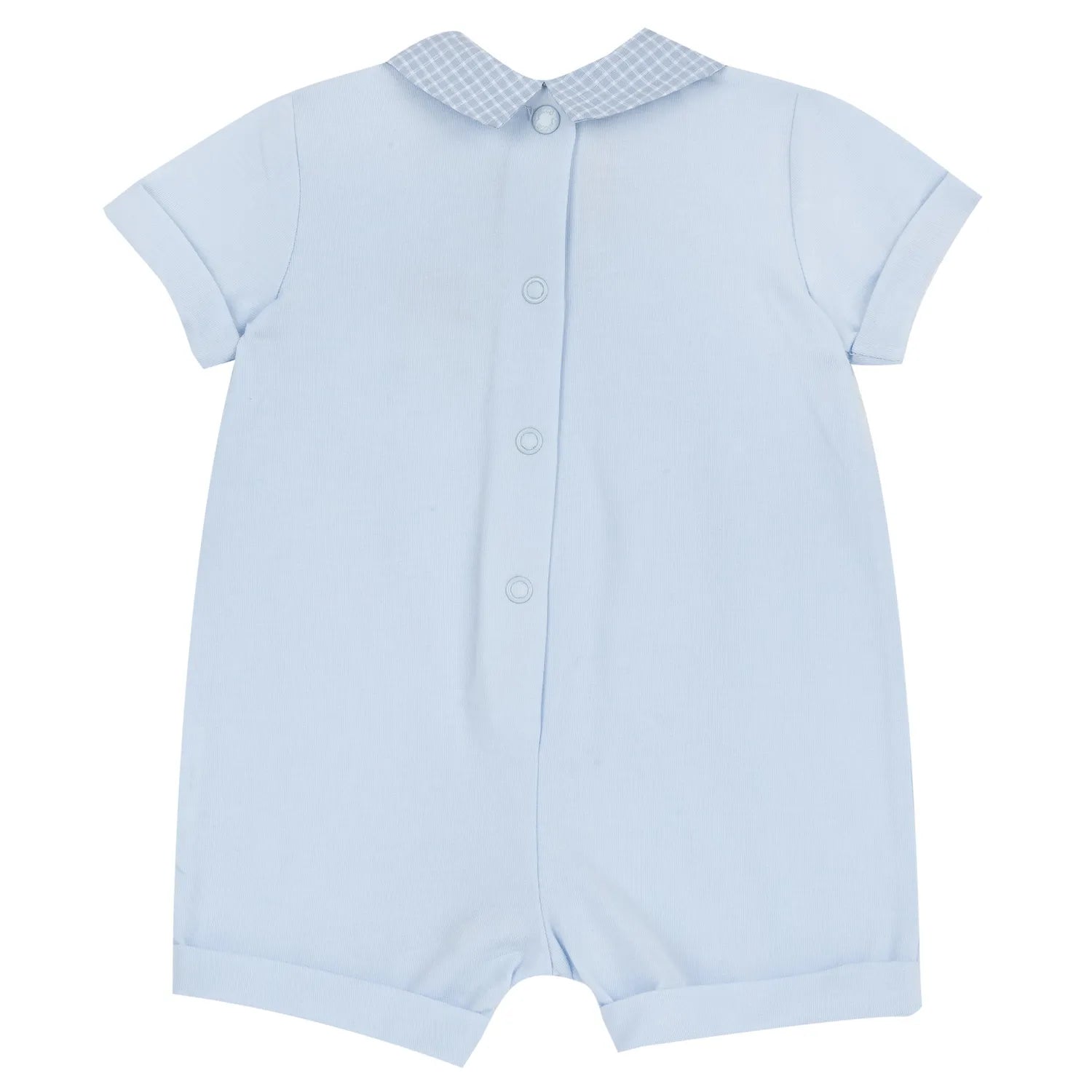 Boys Light Blue Embroidered Romper